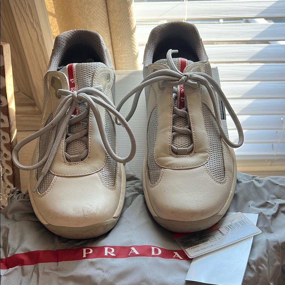 Men’s Vintage Prada White and Gray Sneakers